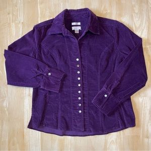 Vintage Christopher & Banks Stretch Corduroy Snap Button Shacket - Purple